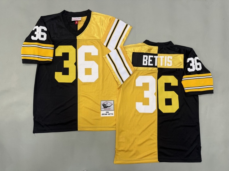 Men 2025 Pittsburgh Steelers 36 Bettis black yellow Throwback Limited NFL Jersey style 001